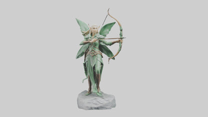Elven Archer statue model VR / AR / low-poly