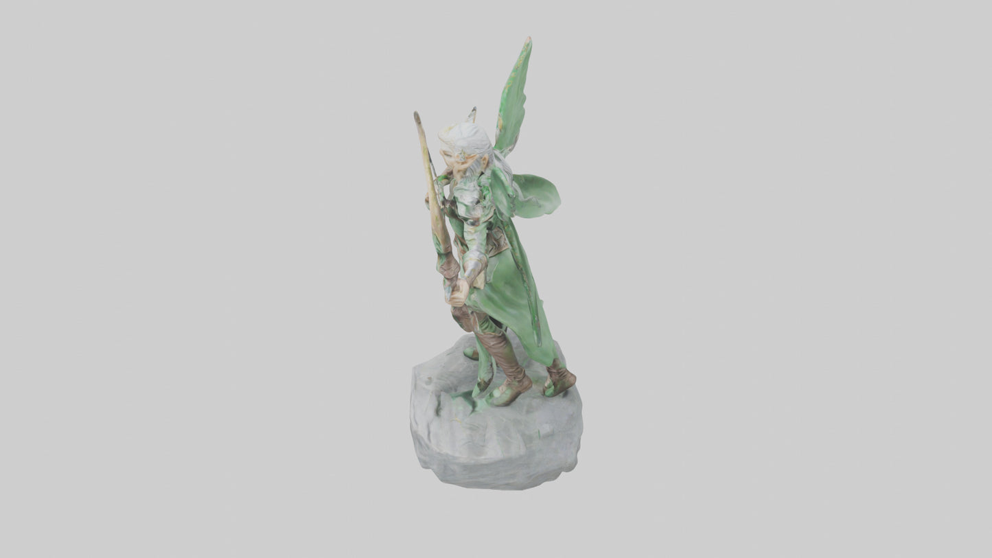 Elven Archer statue model VR / AR / low-poly