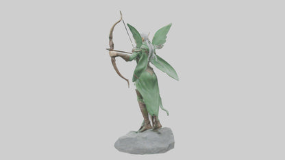 Elven Archer statue model VR / AR / low-poly