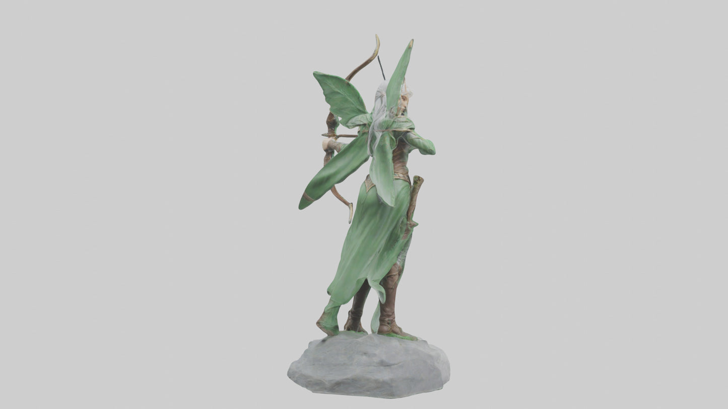 Elven Archer statue model VR / AR / low-poly