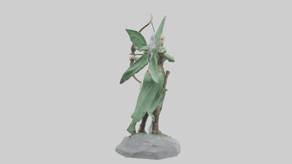 Elven Archer statue model VR / AR / low-poly