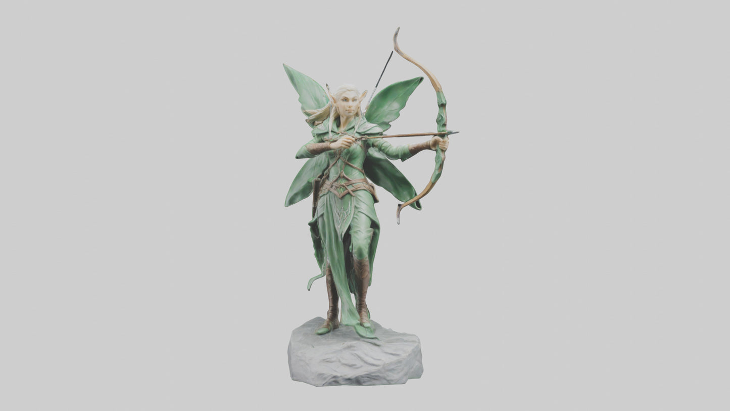 Elven Archer statue model VR / AR / low-poly