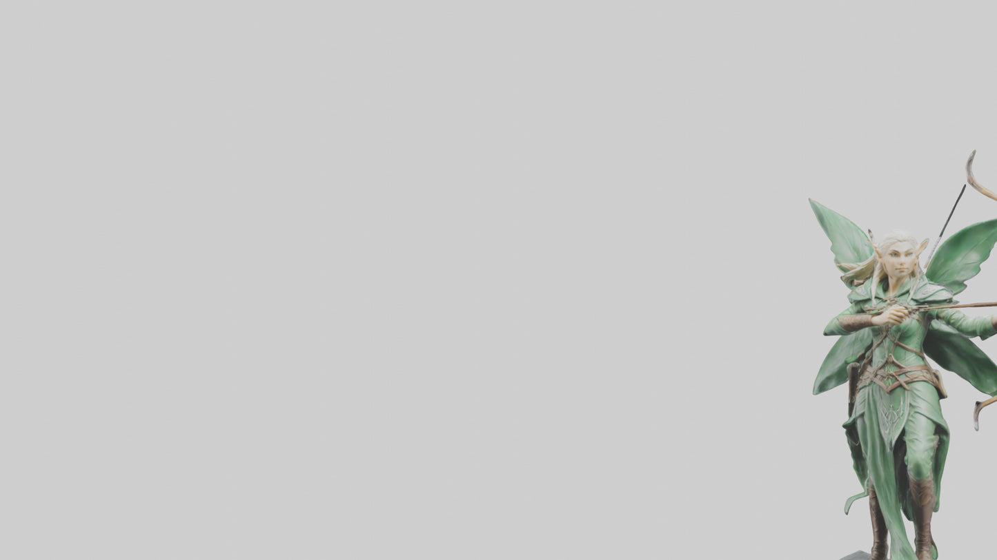 Elven Archer statue model VR / AR / low-poly