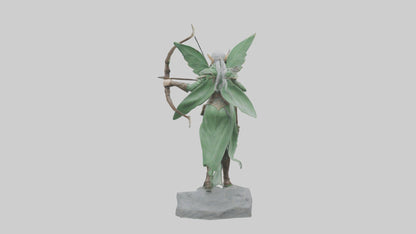 Elven Archer statue model VR / AR / low-poly