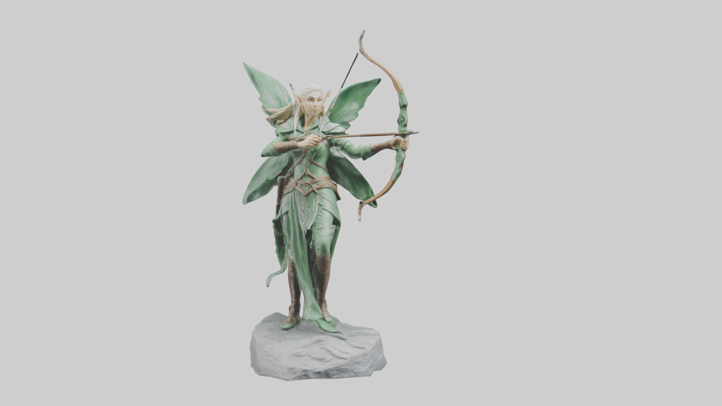Elven Archer statue model VR / AR / low-poly