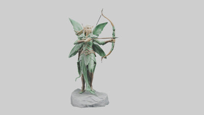 Elven Archer statue model VR / AR / low-poly