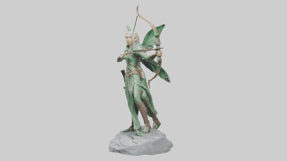 Elven Archer statue model VR / AR / low-poly
