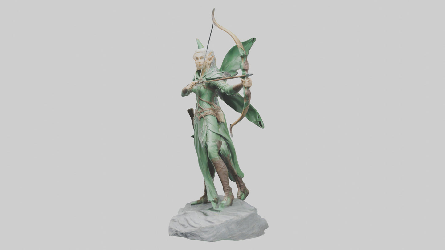 Elven Archer statue model VR / AR / low-poly