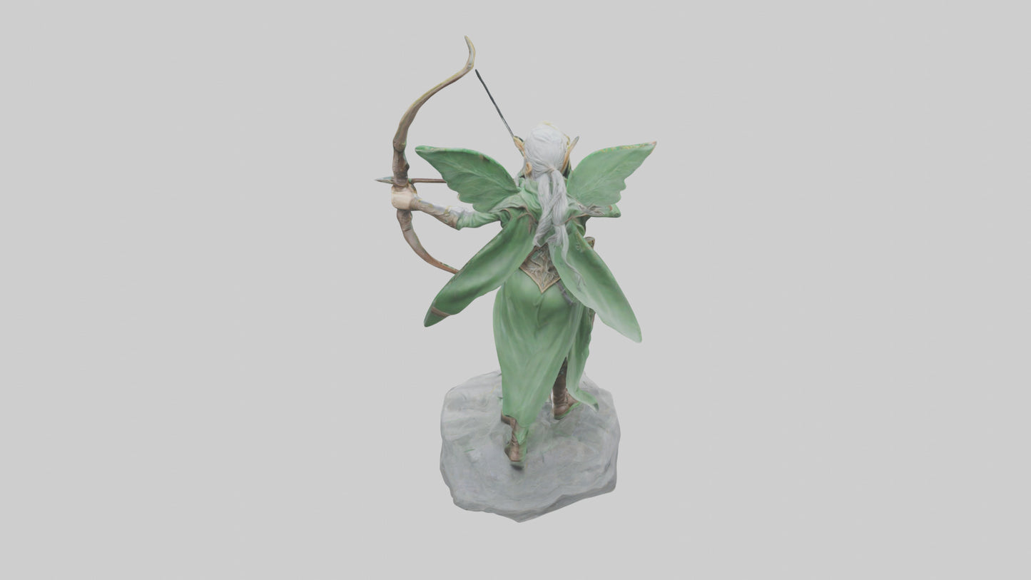 Elven Archer statue model VR / AR / low-poly