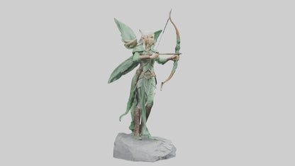 Elven Archer statue model VR / AR / low-poly