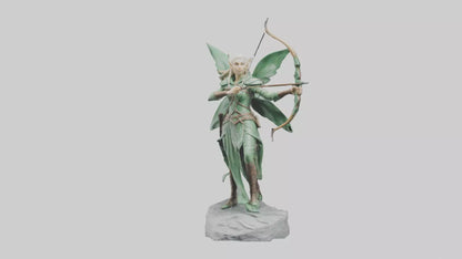Elven Archer statue model VR / AR / low-poly