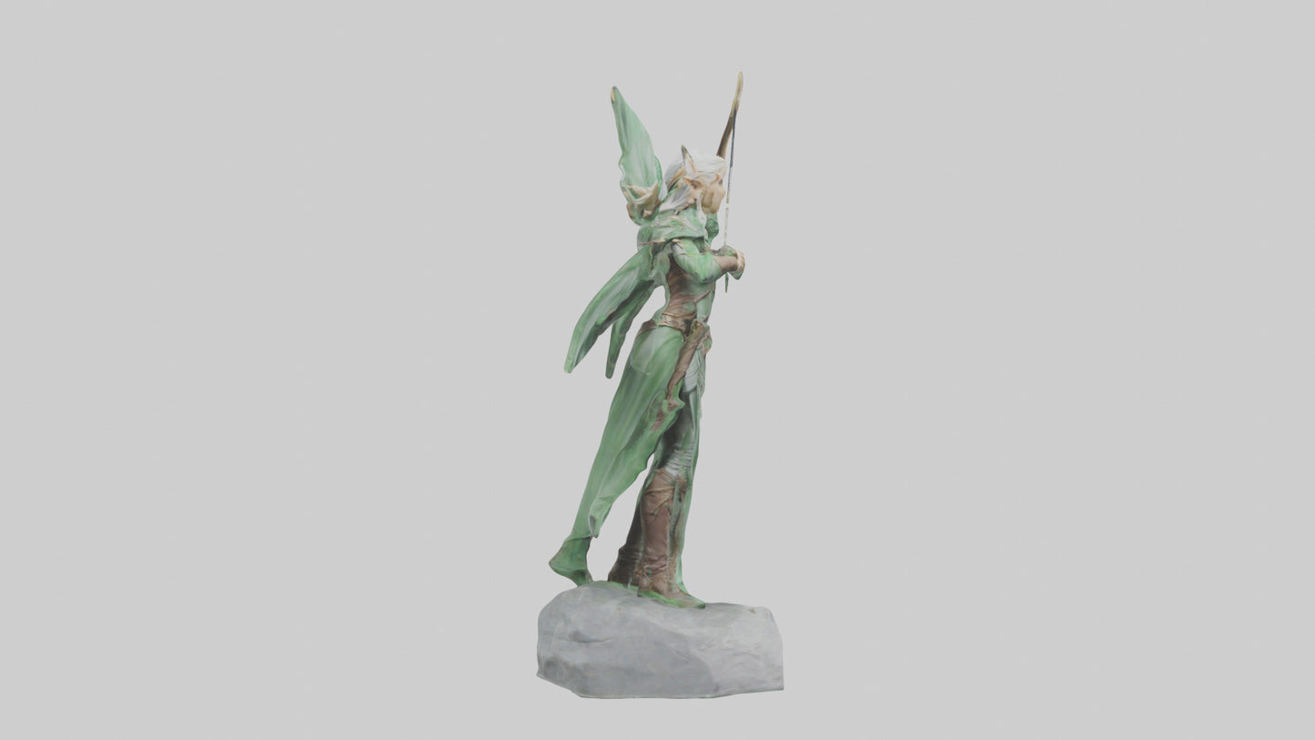 Elven Archer statue model VR / AR / low-poly