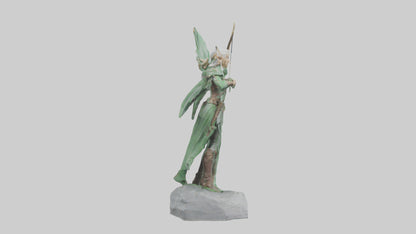 Elven Archer statue model VR / AR / low-poly