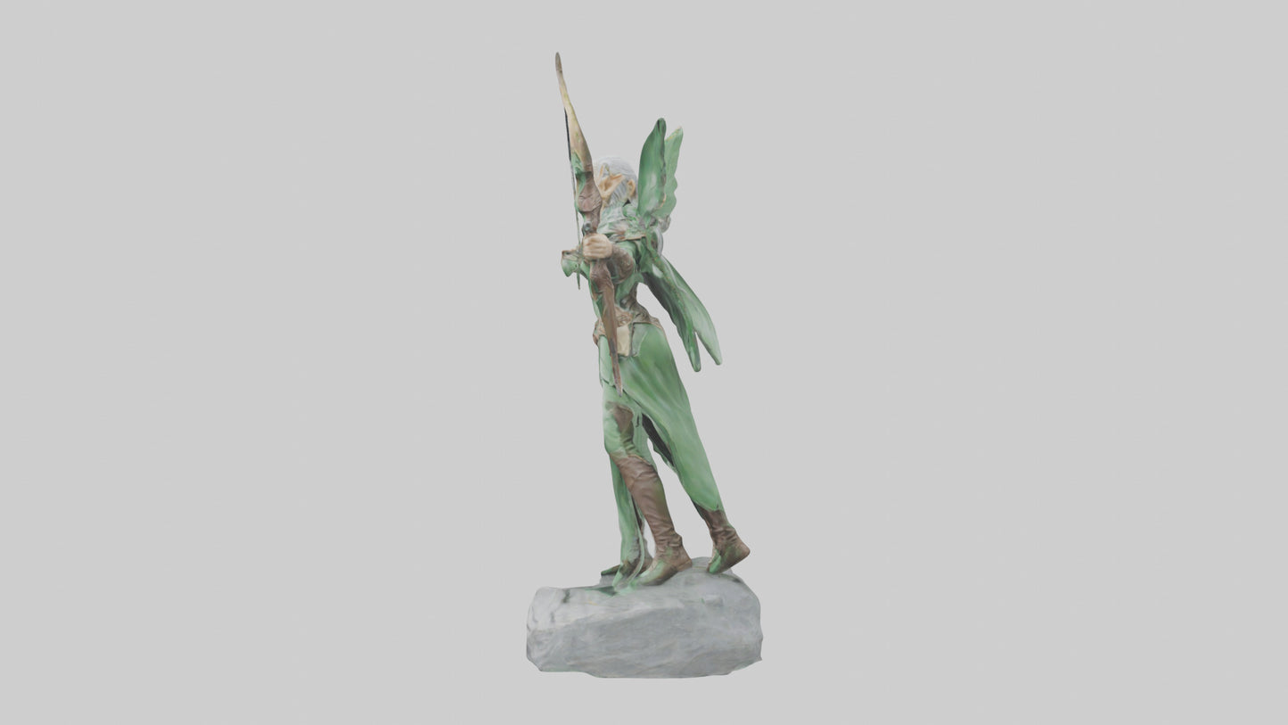 Elven Archer statue model VR / AR / low-poly