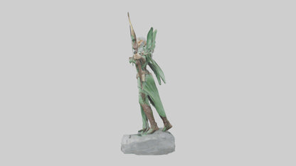 Elven Archer statue model VR / AR / low-poly