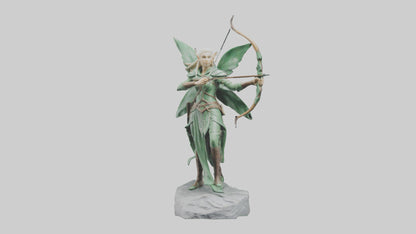 Elven Archer statue model VR / AR / low-poly