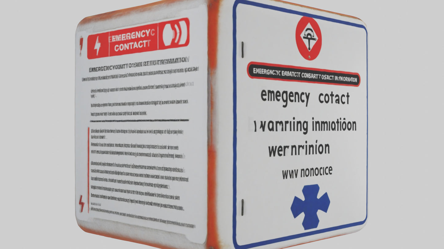 3D model Emergency Contact Information Warning Sign model VR / AR / low-poly