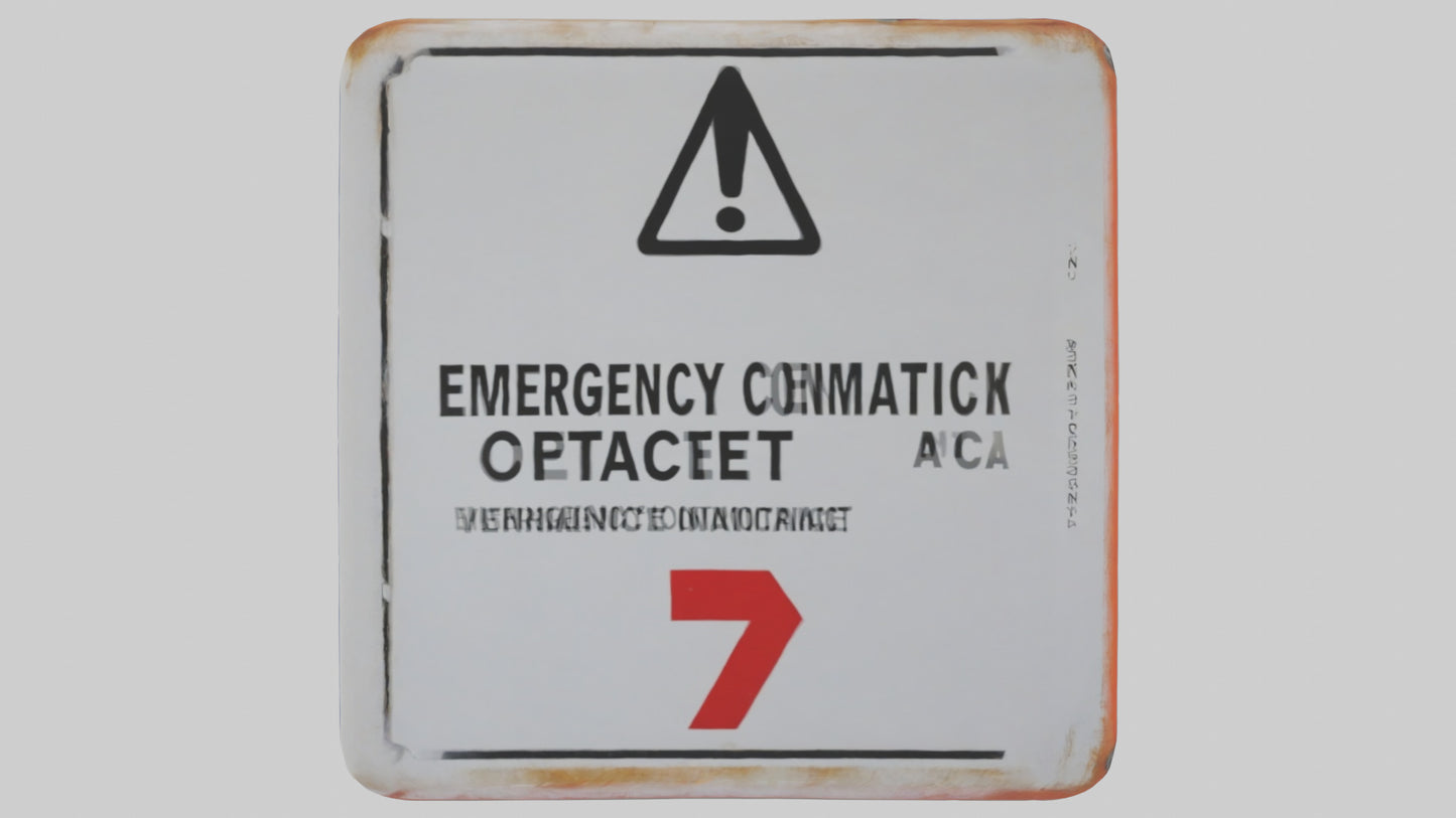 3D model Emergency Contact Information Warning Sign model VR / AR / low-poly