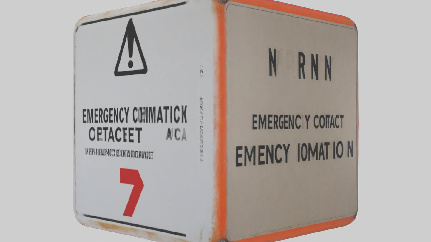 3D model Emergency Contact Information Warning Sign model VR / AR / low-poly