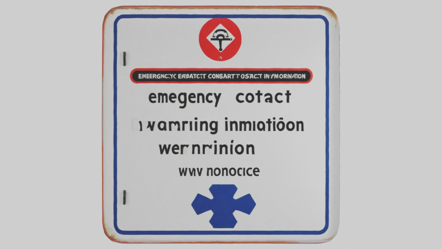 3D model Emergency Contact Information Warning Sign model VR / AR / low-poly