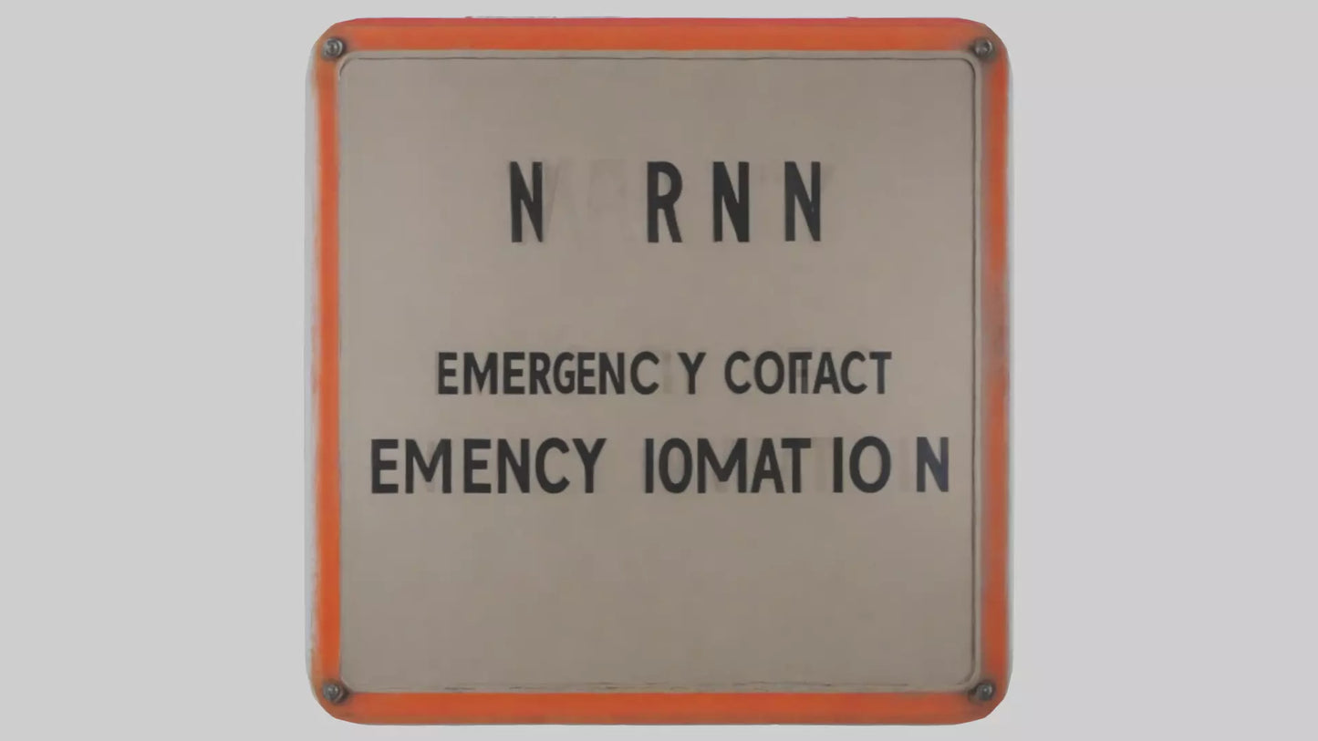 3D model Emergency Contact Information Warning Sign model VR / AR / low-poly