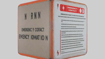 3D model Emergency Contact Information Warning Sign model VR / AR / low-poly
