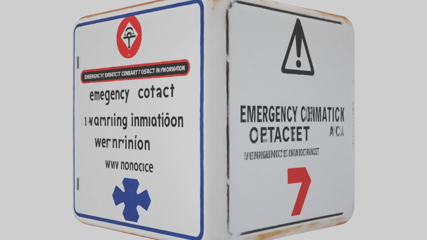 3D model Emergency Contact Information Warning Sign model VR / AR / low-poly