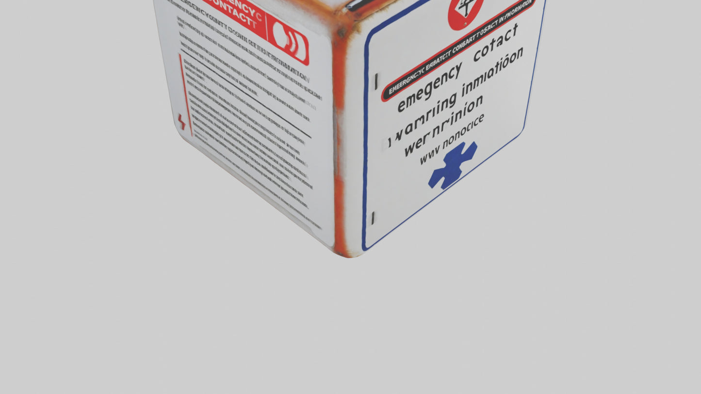 3D model Emergency Contact Information Warning Sign model VR / AR / low-poly