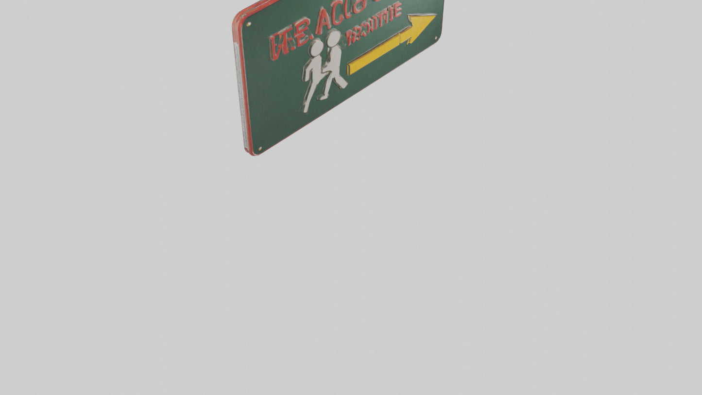 3D model Emergency Evacuation Route Attention Sign model VR / AR / low-poly