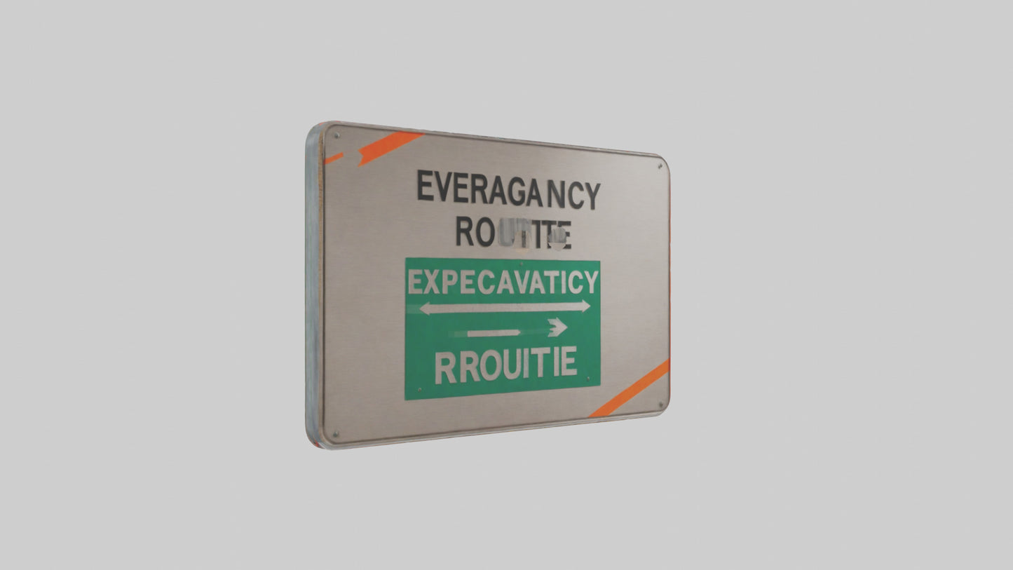 3D model Emergency Evacuation Route Attention Sign model VR / AR / low-poly