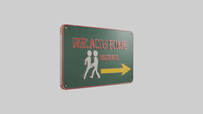 3D model Emergency Evacuation Route Attention Sign model VR / AR / low-poly