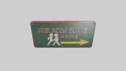 3D model Emergency Evacuation Route Attention Sign model VR / AR / low-poly