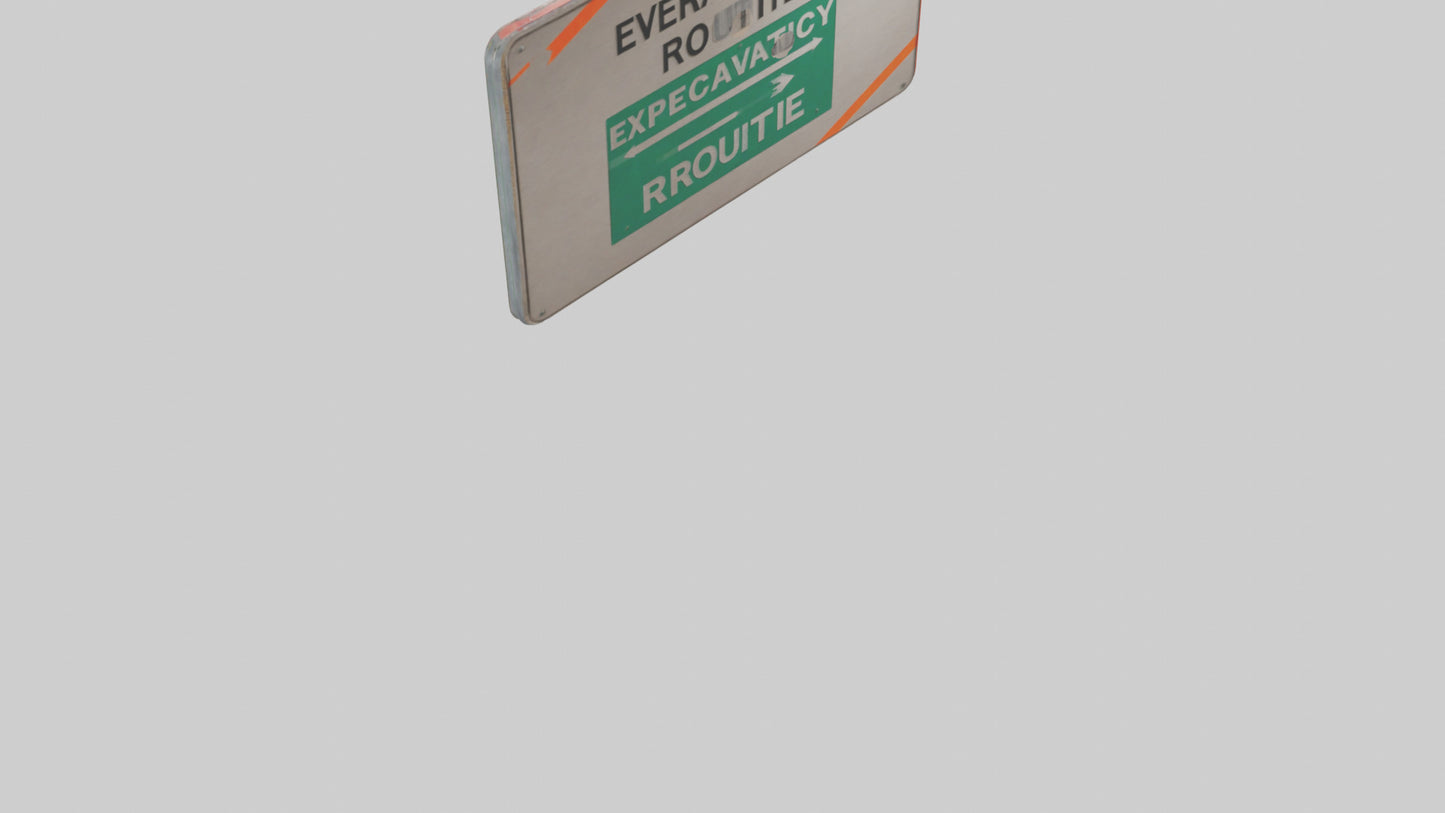 3D model Emergency Evacuation Route Attention Sign model VR / AR / low-poly