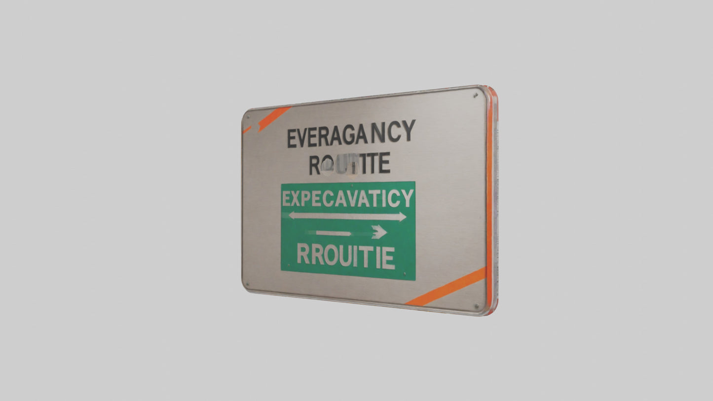 3D model Emergency Evacuation Route Attention Sign model VR / AR / low-poly