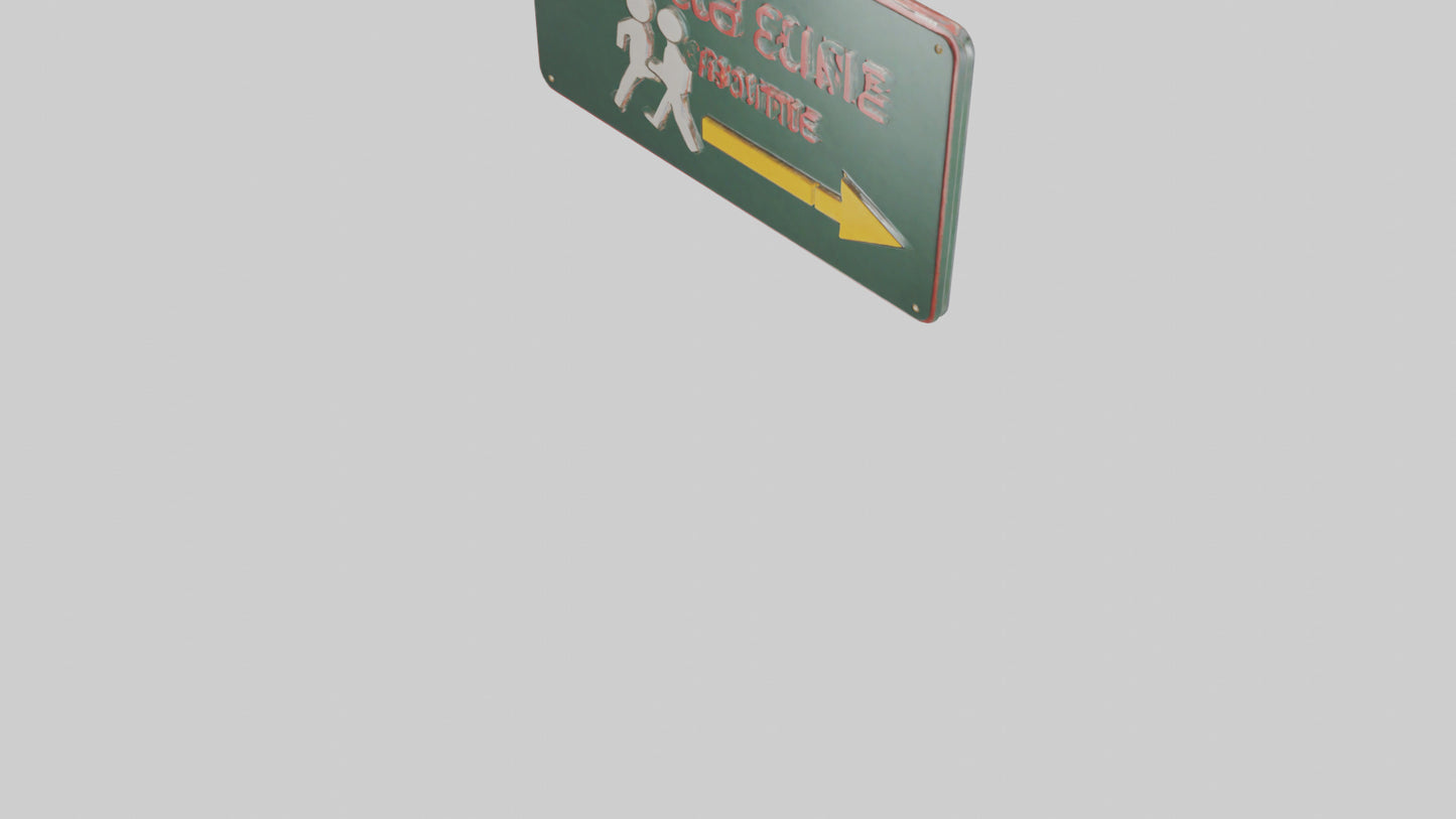 3D model Emergency Evacuation Route Attention Sign model VR / AR / low-poly