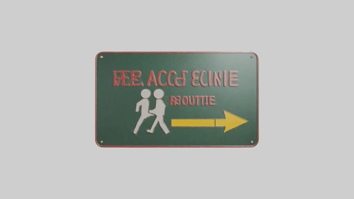 3D model Emergency Evacuation Route Attention Sign model VR / AR / low-poly