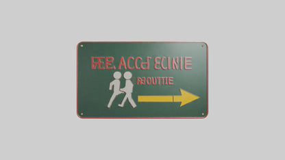 3D model Emergency Evacuation Route Attention Sign model VR / AR / low-poly