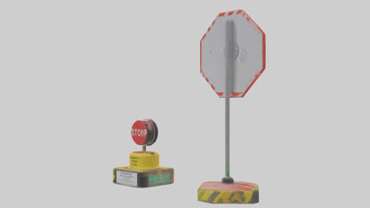 3D model Emergency Stop Button Attention Sign model VR / AR / low-poly