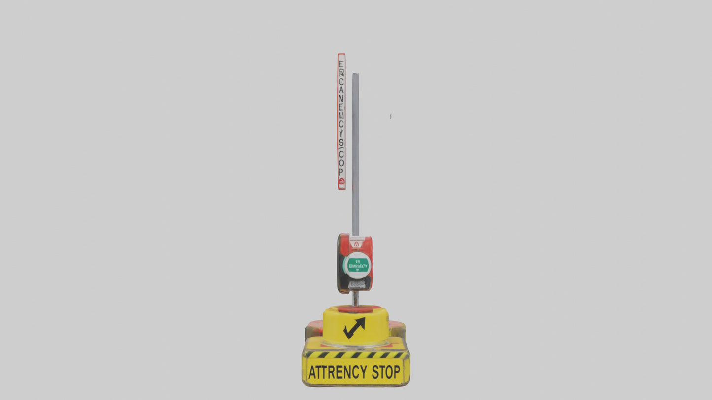 3D model Emergency Stop Button Attention Sign model VR / AR / low-poly