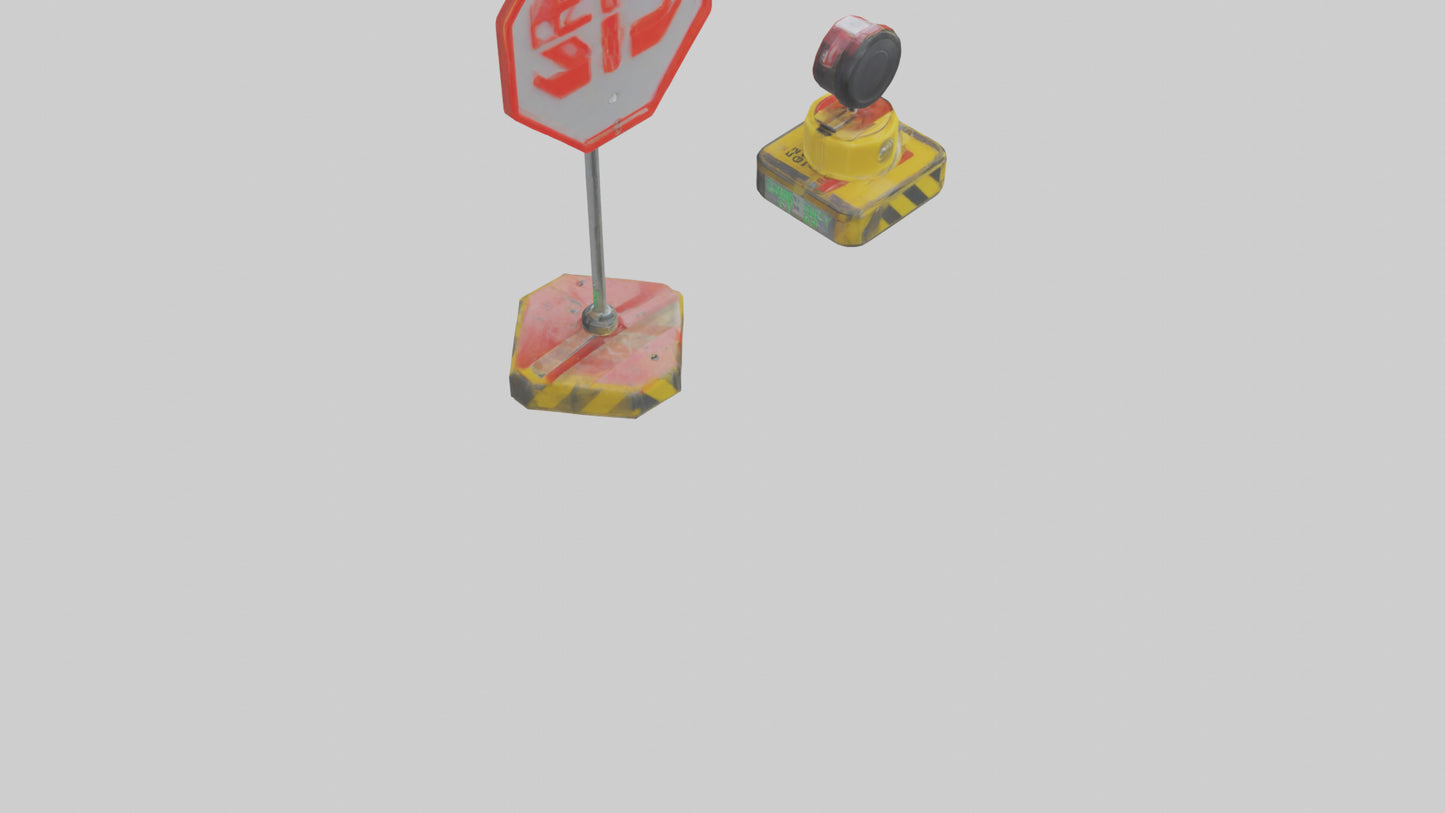 3D model Emergency Stop Button Attention Sign model VR / AR / low-poly