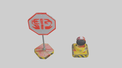 3D model Emergency Stop Button Attention Sign model VR / AR / low-poly
