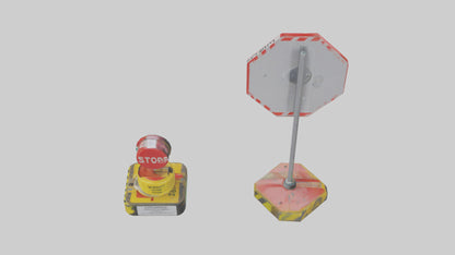 3D model Emergency Stop Button Attention Sign model VR / AR / low-poly
