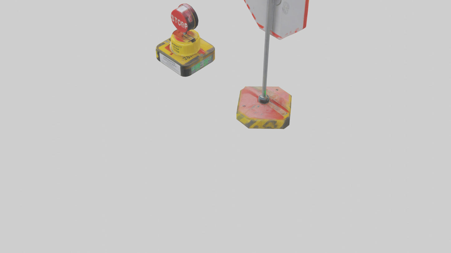 3D model Emergency Stop Button Attention Sign model VR / AR / low-poly