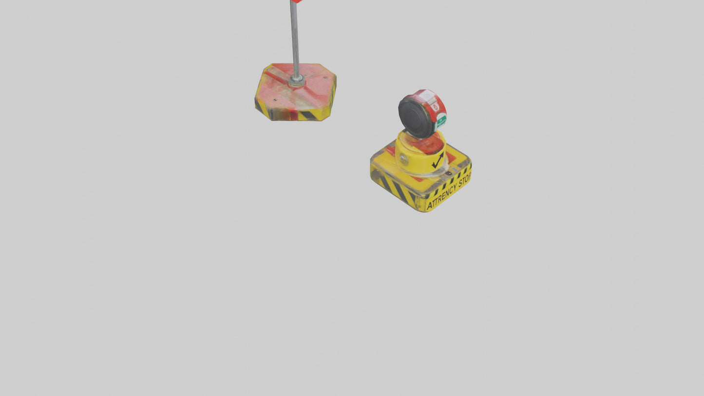 3D model Emergency Stop Button Attention Sign model VR / AR / low-poly