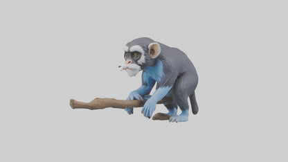 3D model Emperor Tamarin perched model 2 VR / AR / low-poly