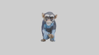 3D model Emperor Tamarin perched model 2 VR / AR / low-poly