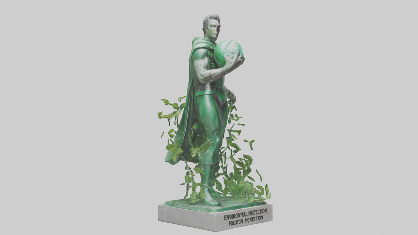 3D model Environmental Protection Hero Statue model VR / AR / low-poly