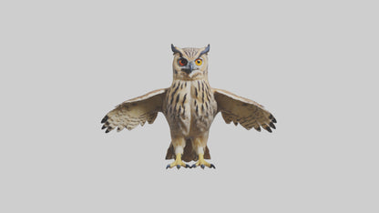 3D model Eurasian Eagle Owl perching model VR / AR / low-poly