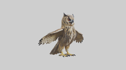 3D model Eurasian Eagle Owl perching model VR / AR / low-poly
