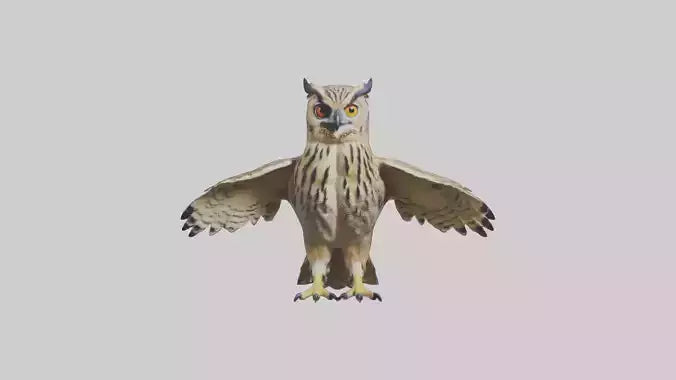 3D model Eurasian Eagle Owl perching model VR / AR / low-poly